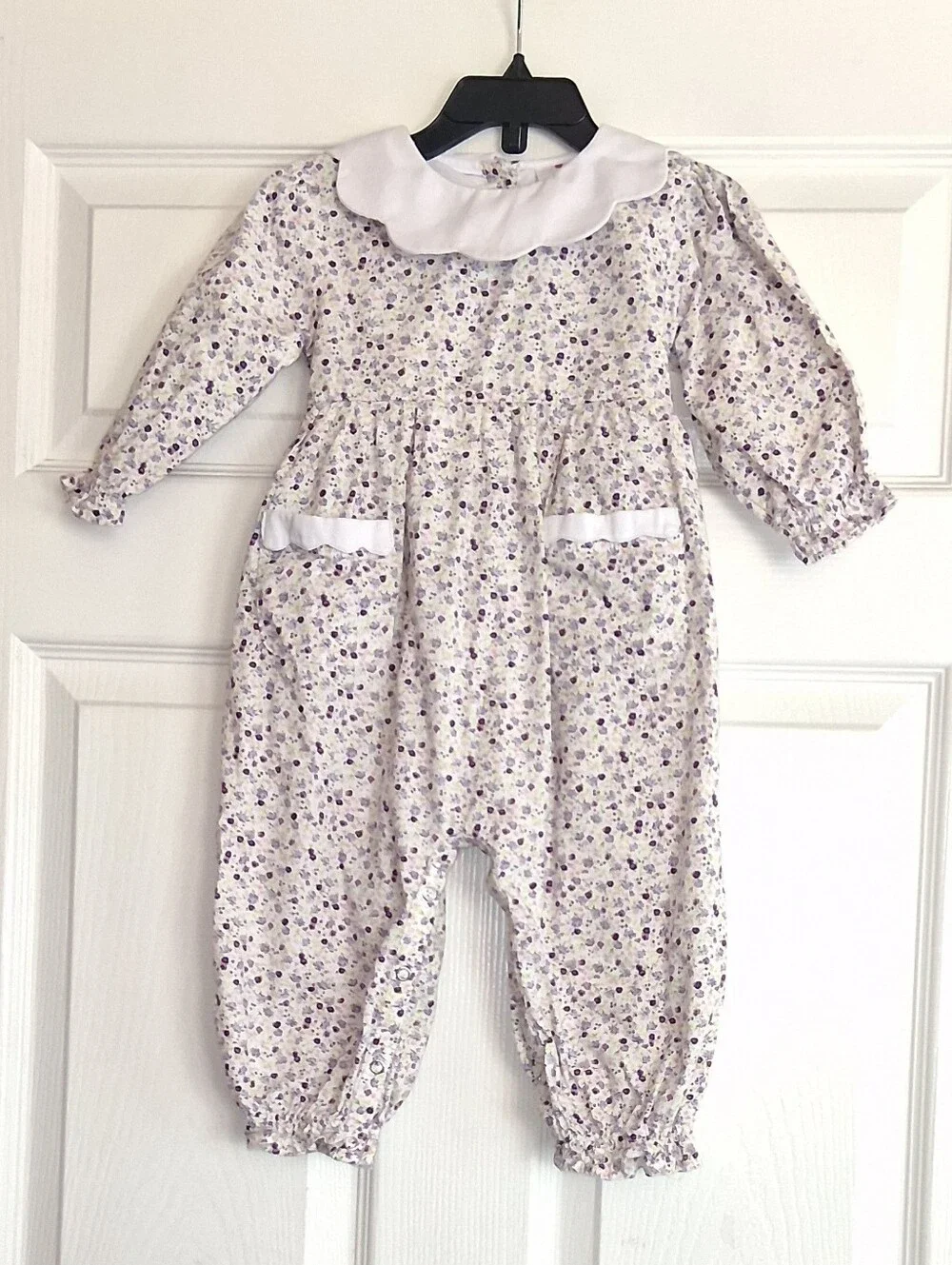 Eliza James Kids Purple Floral Long Sleeve Pants Romper 24M